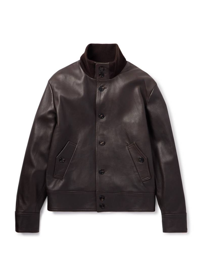Incotex - Leather Jacket - Men - Brown - IT 50 von Incotex