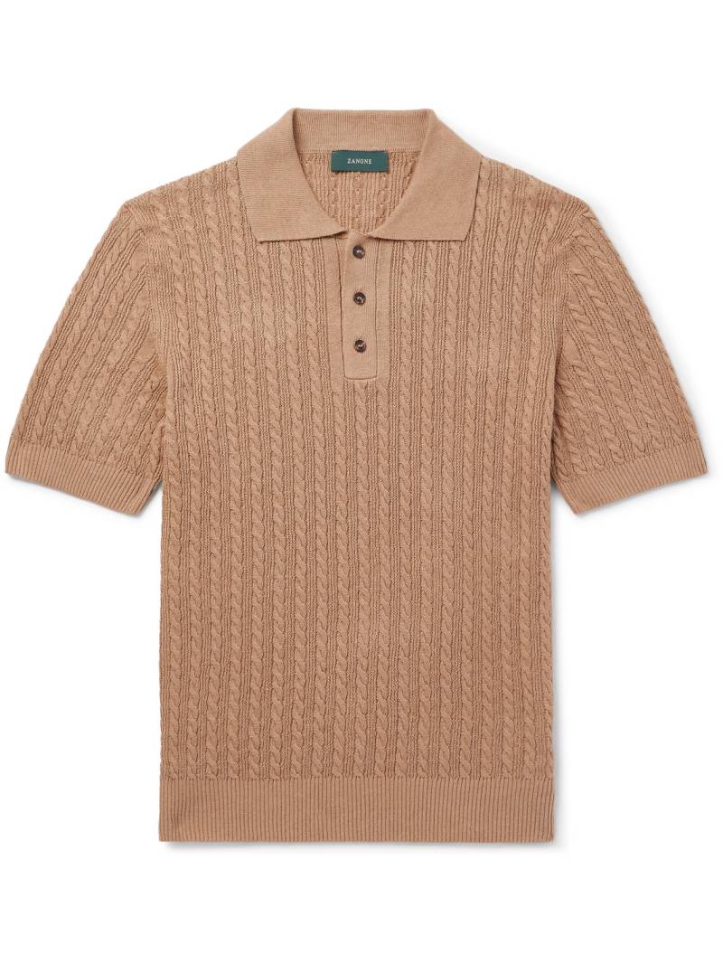Incotex - Slim-Fit Cable-Knit Linen and Cotton-Blend Polo Shirt - Men - Neutrals - IT 44 von Incotex