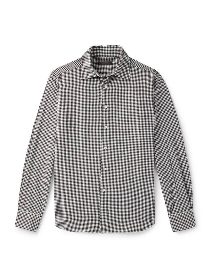 Incotex - Slim-Fit Gingham Cotton-Flannel Shirt - Men - Brown - EU 41 von Incotex