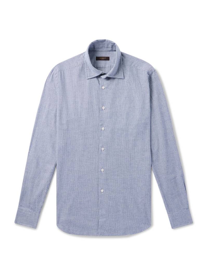 Incotex - Slim-Fit Houndstooth Cotton-Flannel Shirt - Men - Blue - EU 40 von Incotex