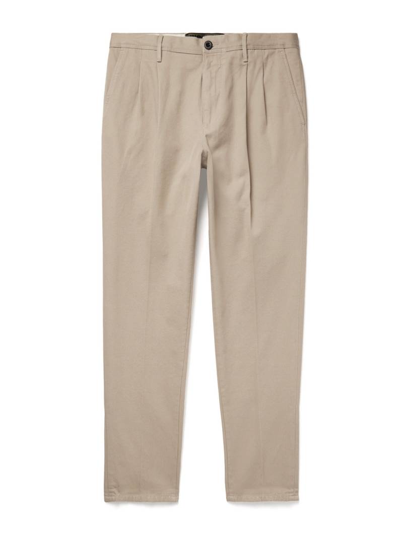 Incotex - Slim-Fit Pleated Cotton-Twill Trousers - Men - Neutrals - UK/US 31 von Incotex