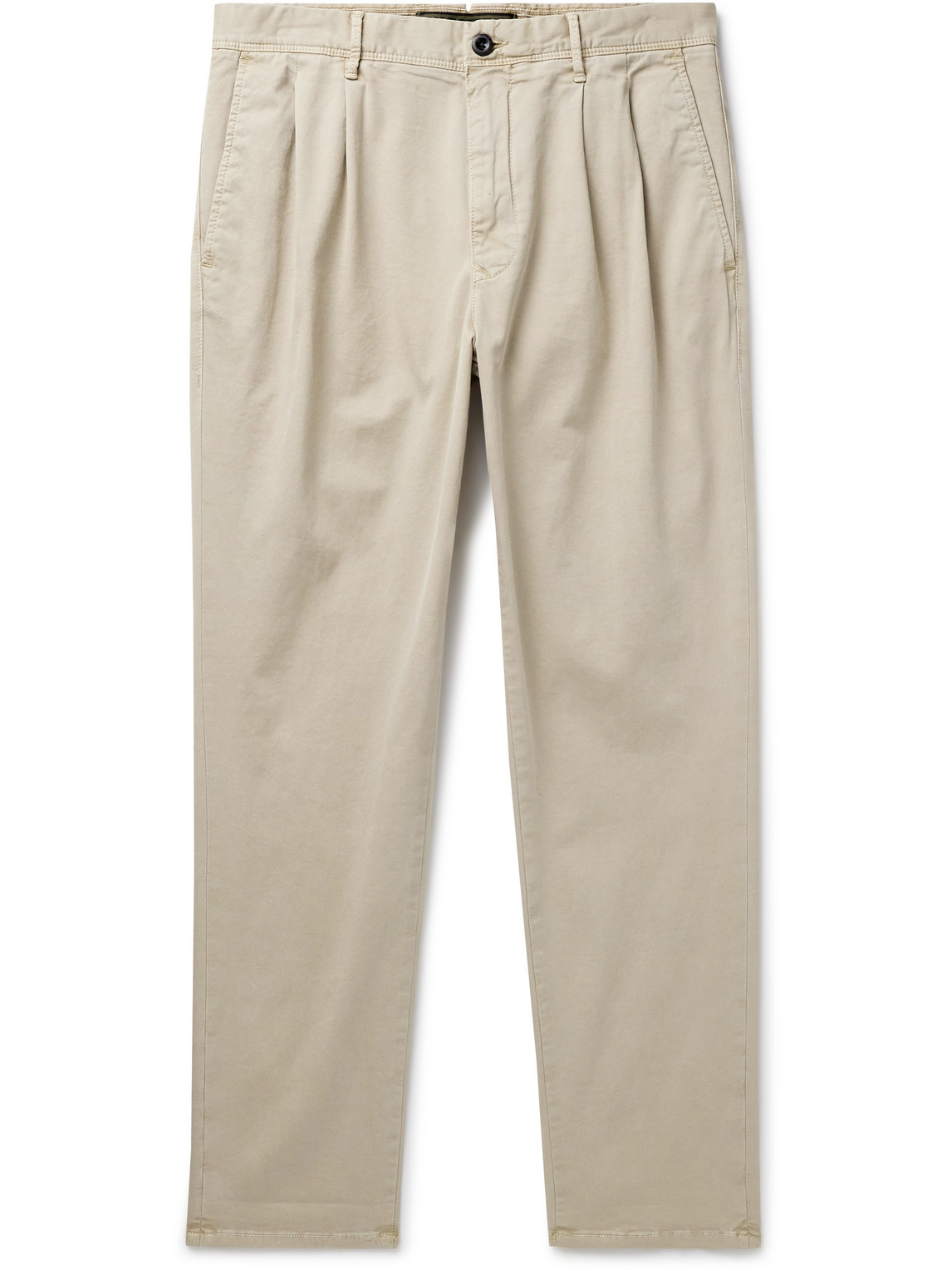Incotex - Slim-Fit Pleated Stretch-Cotton Gabardine Trousers - Men - Neutrals - UK/US 36 von Incotex