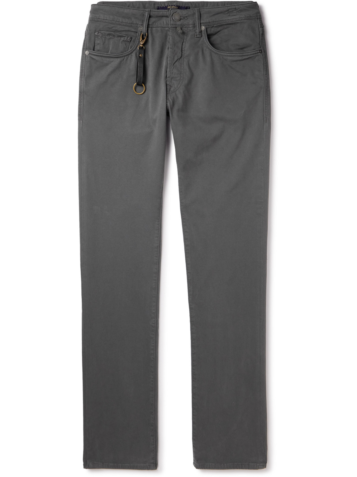 Incotex - Slim-Fit Straight-Leg Stretch Modal and Cotton-Blend Trousers - Men - Gray - UK/US 40 von Incotex