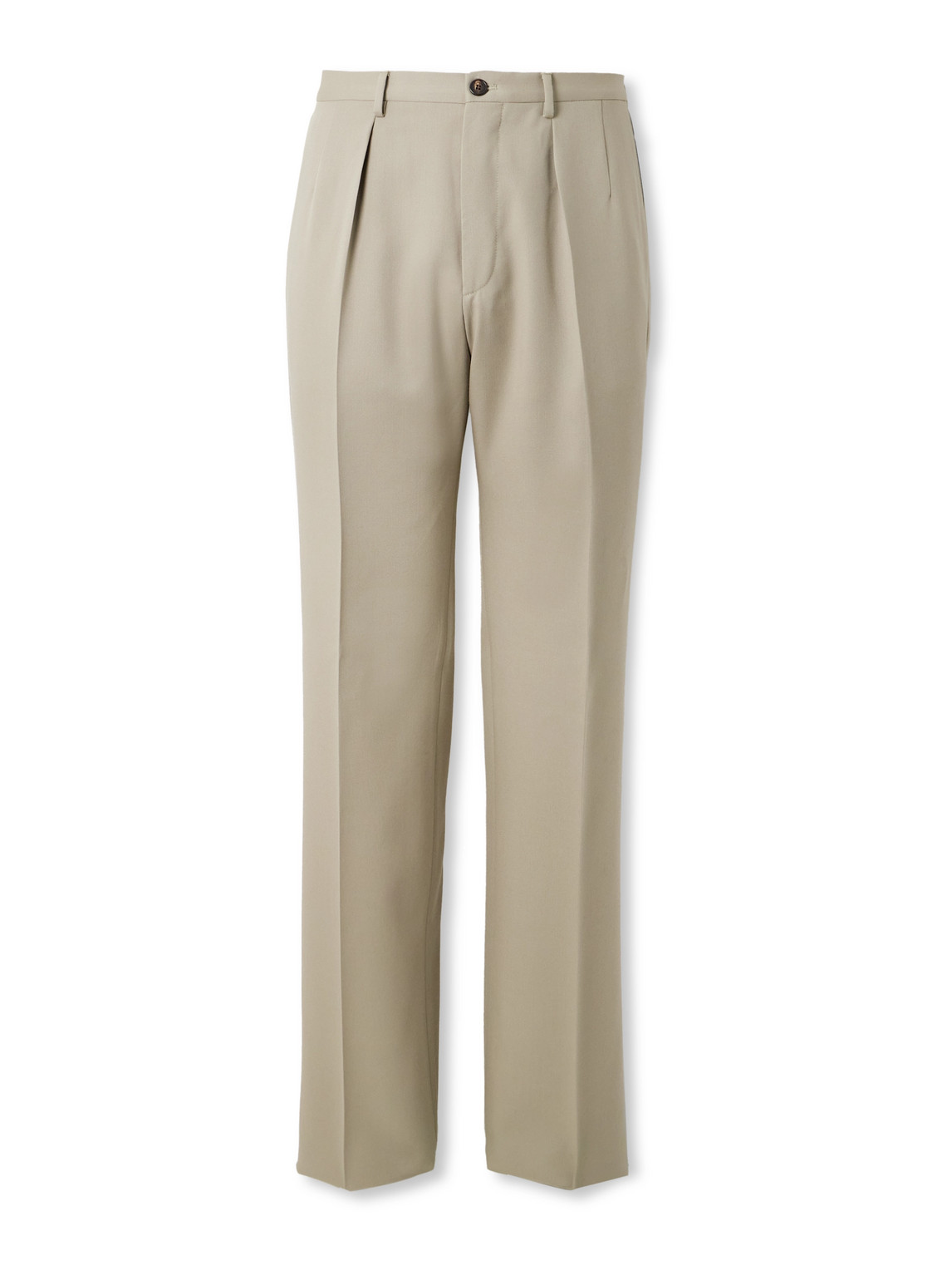 Incotex - Straight-Leg Pleated Wool-Gabardine Trousers - Men - Neutrals - IT 48 von Incotex
