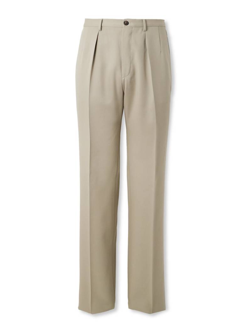 Incotex - Straight-Leg Pleated Wool-Gabardine Trousers - Men - Neutrals - IT 48 von Incotex