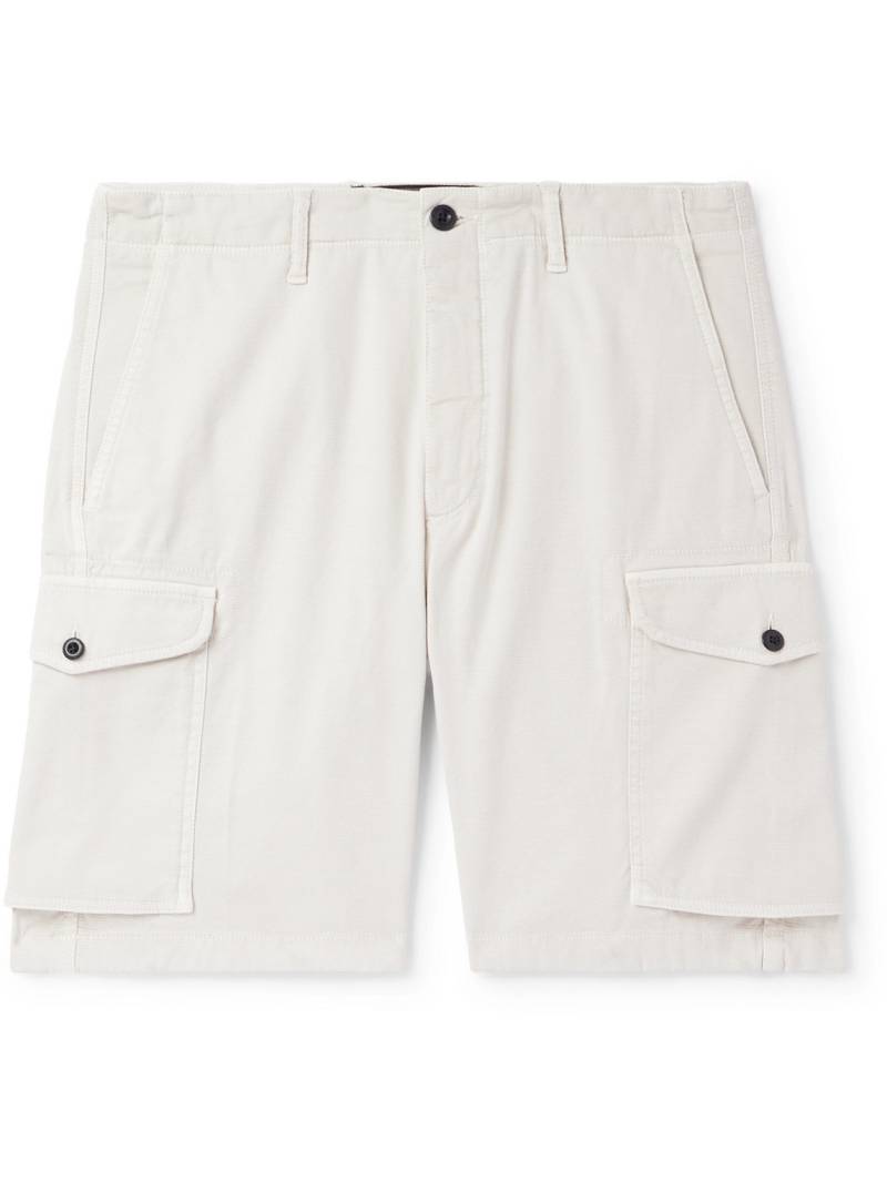 Incotex - Straight-Leg Textured Cotton-Blend Cargo Shorts - Men - Neutrals - UK/US 34 von Incotex