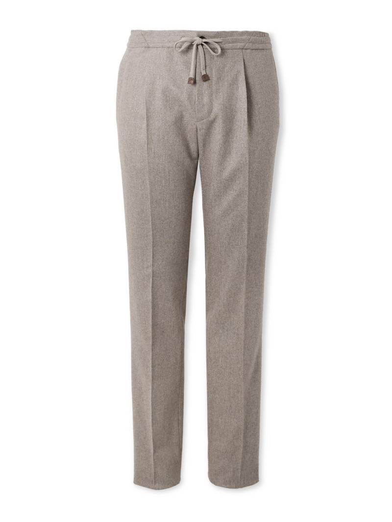 Incotex - Tapered Pleated Wool and Cashmere-Blend Trousers - Men - Neutrals - IT 52 von Incotex