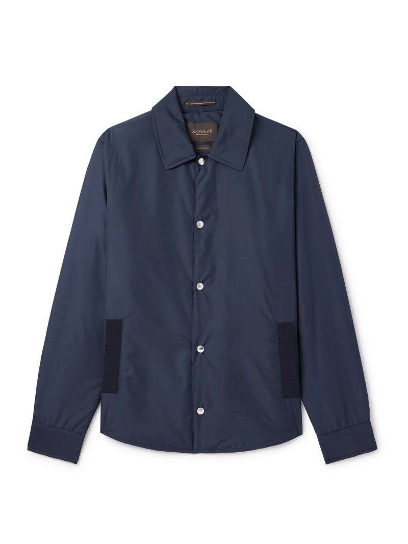 Incotex - Teknosartorial Grosgrain-Trimmed Padded Shell Overshirt - Men - Blue - IT 52 von Incotex