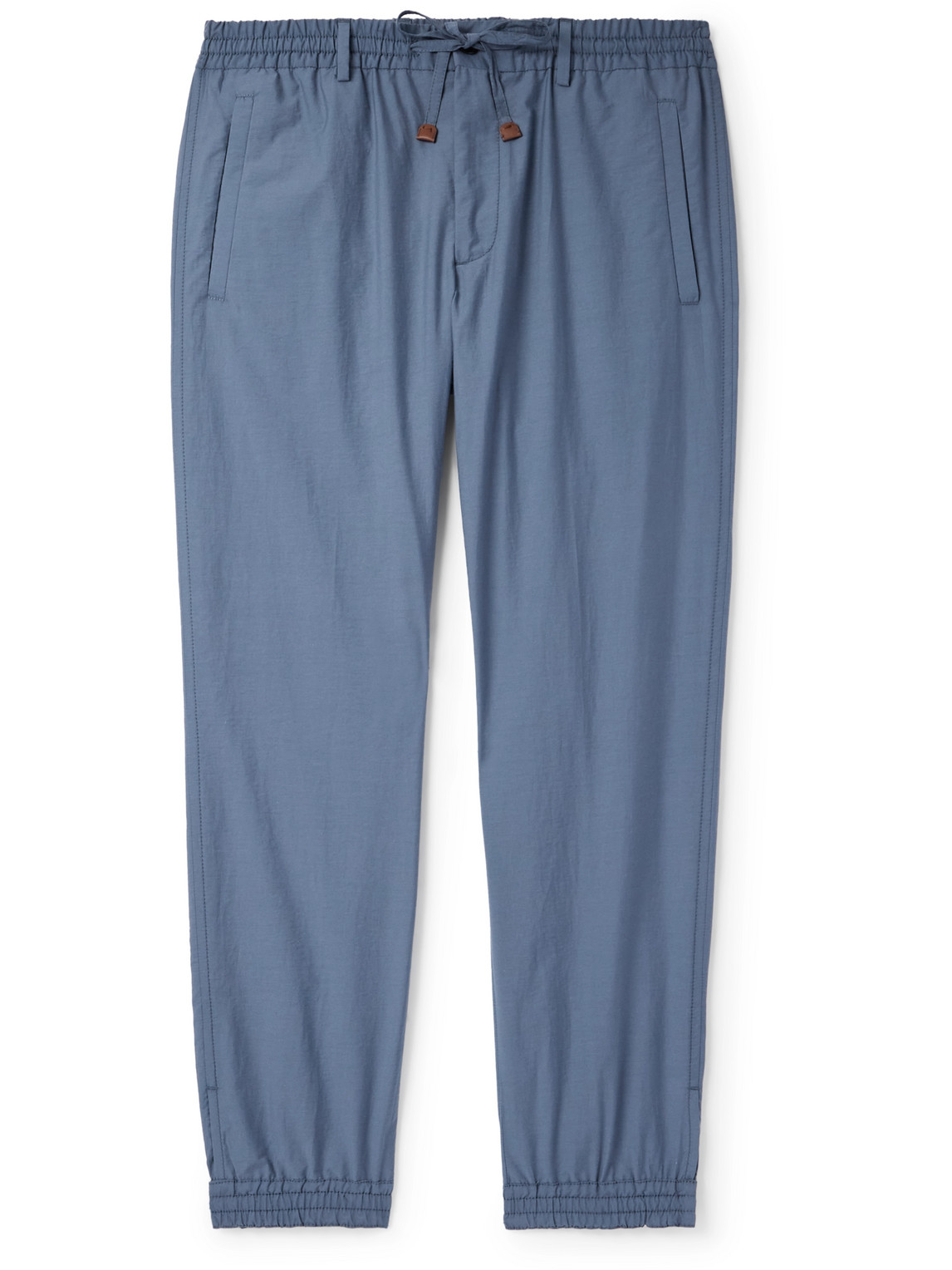 Incotex - Teknosartorial Slim-Fit Tapered Cotton-Blend Poplin Drawstring Trousers - Men - Blue - IT 48 von Incotex