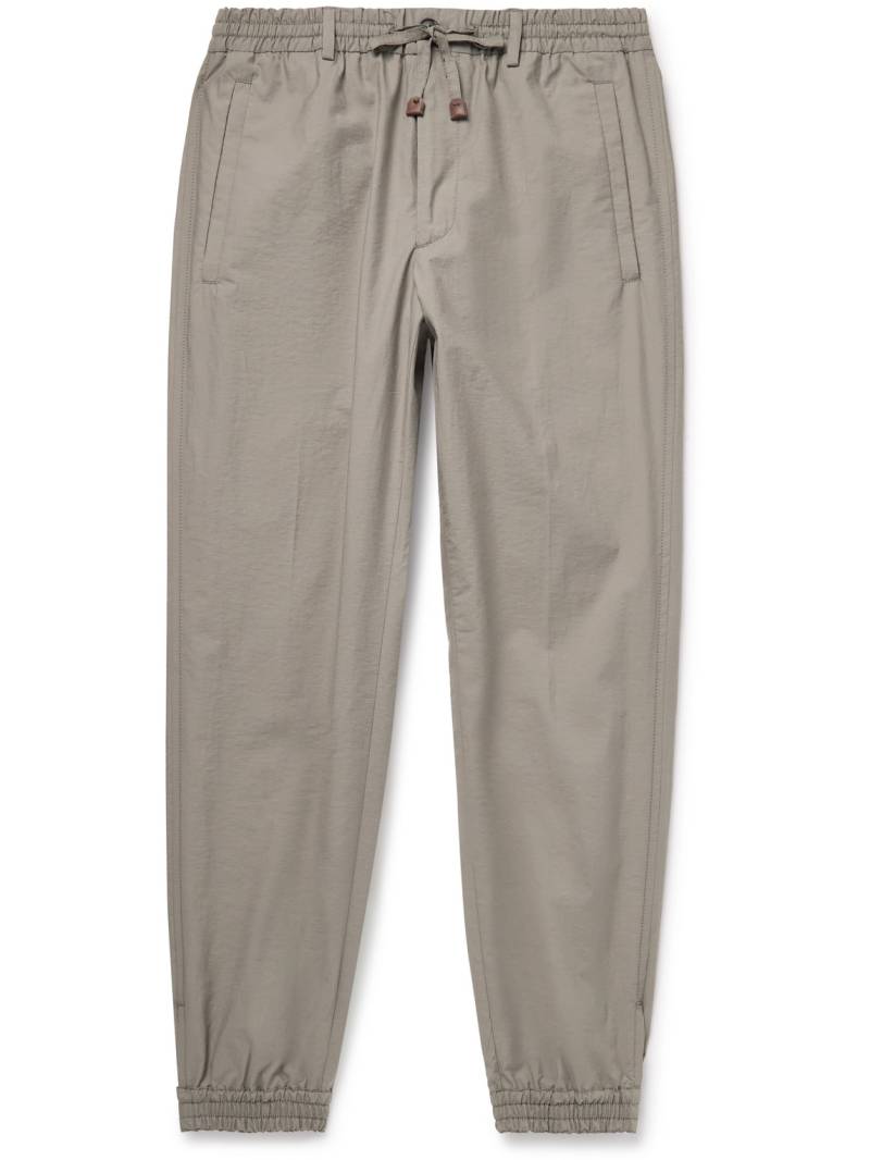 Incotex - Teknosartorial Slim-Fit Tapered Cotton-Blend Poplin Drawstring Trousers - Men - Neutrals - IT 54 von Incotex