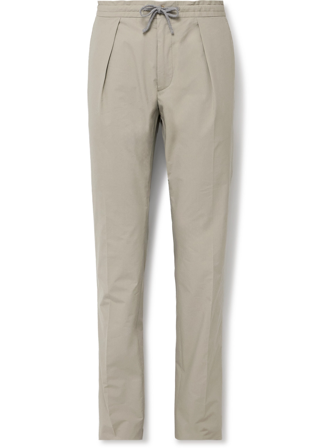Incotex - Venezia 1951 Slim-Fit Pleated Cotton-Blend Poplin Trousers - Men - Neutrals - IT 48 von Incotex