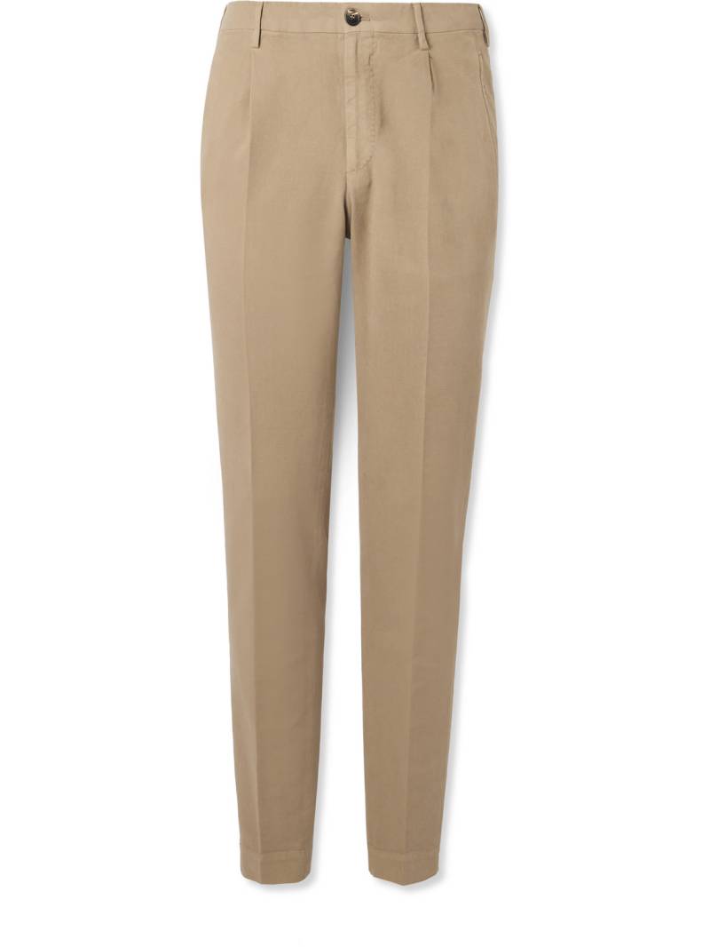 Incotex - Venezia 1951 Straight-Leg Pleated Stretch-Cotton Trousers - Men - Neutrals - IT 60 von Incotex