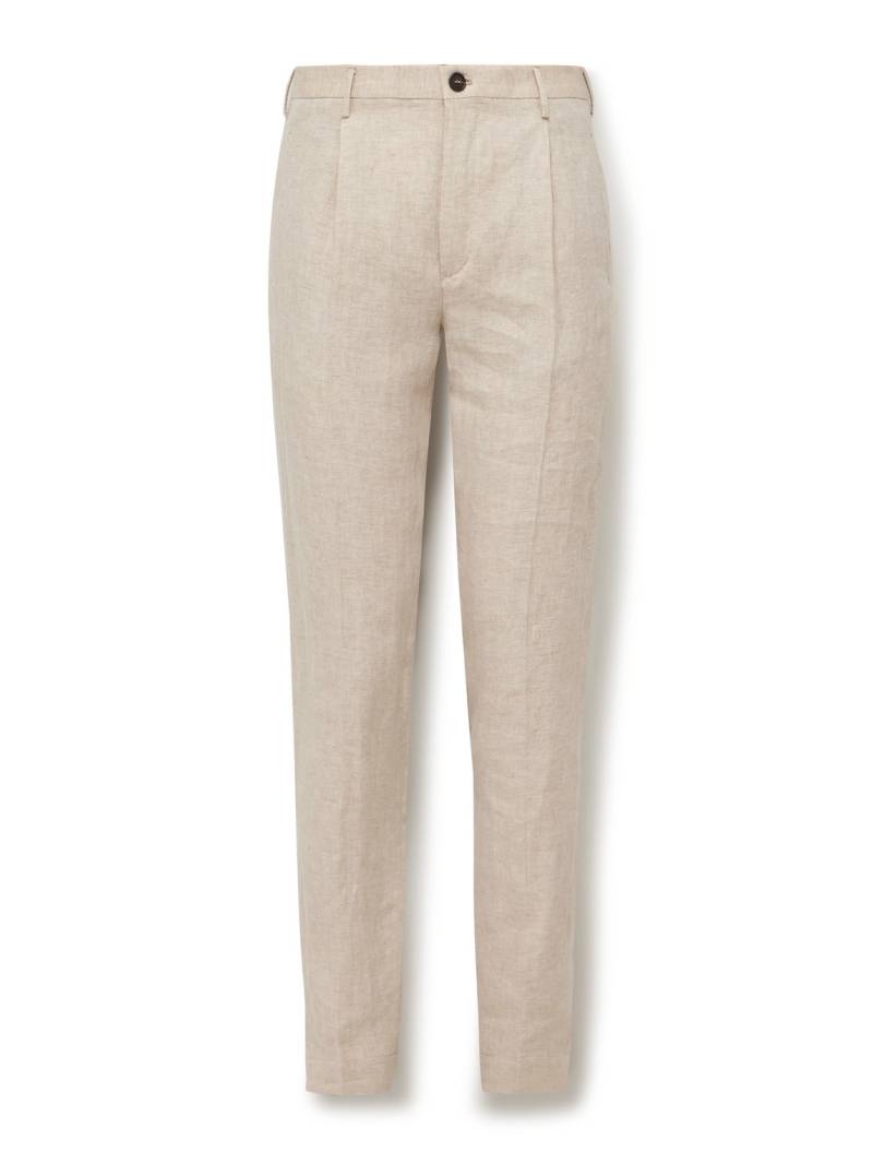 Incotex - Venezia 1951 Tapered Pleated Herringbone Linen Trousers - Men - Neutrals - IT 50 von Incotex