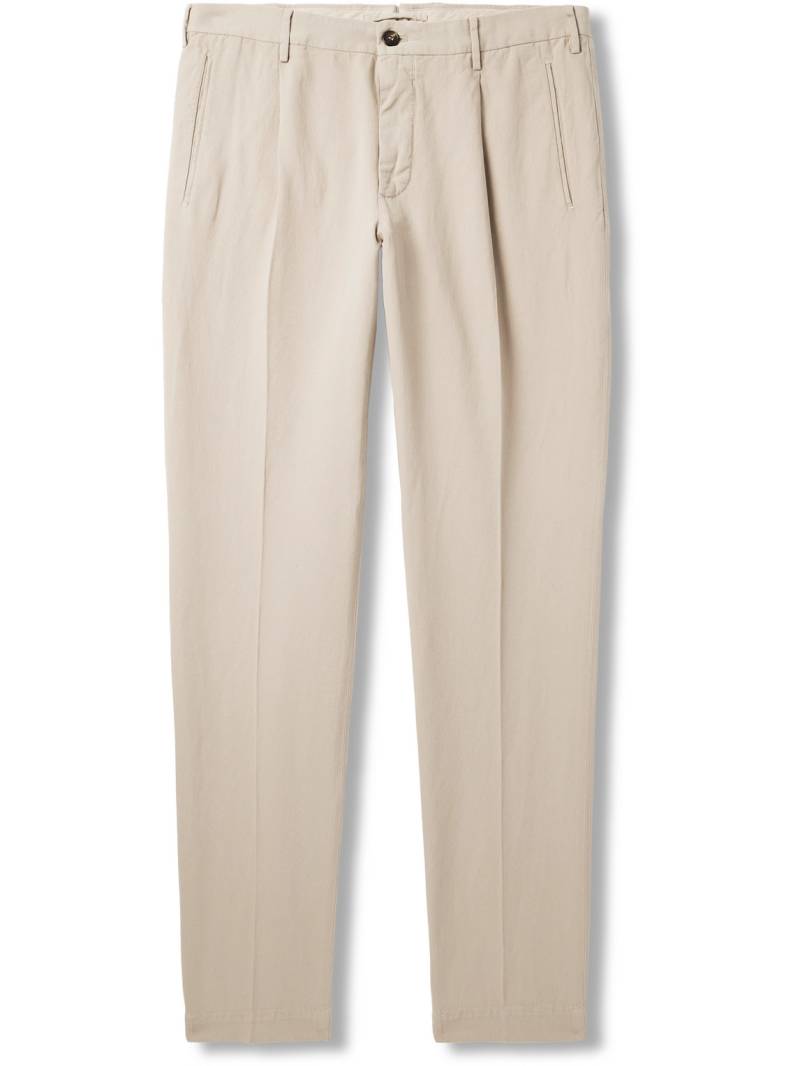 Incotex - Venezia 1951 Tapered Pleated Ice Crêpe Trousers - Men - Neutrals - IT 54 von Incotex