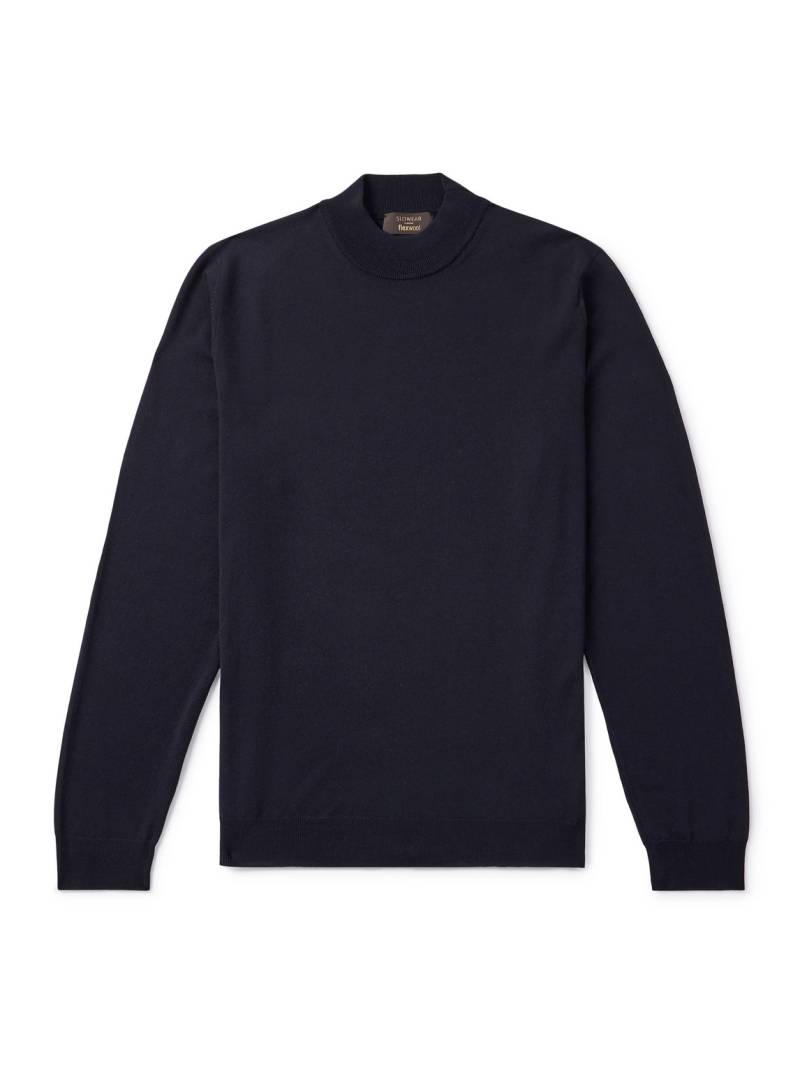 Incotex - Virgin Wool-Blend Mock-Neck Sweater - Men - Blue - IT 52 von Incotex
