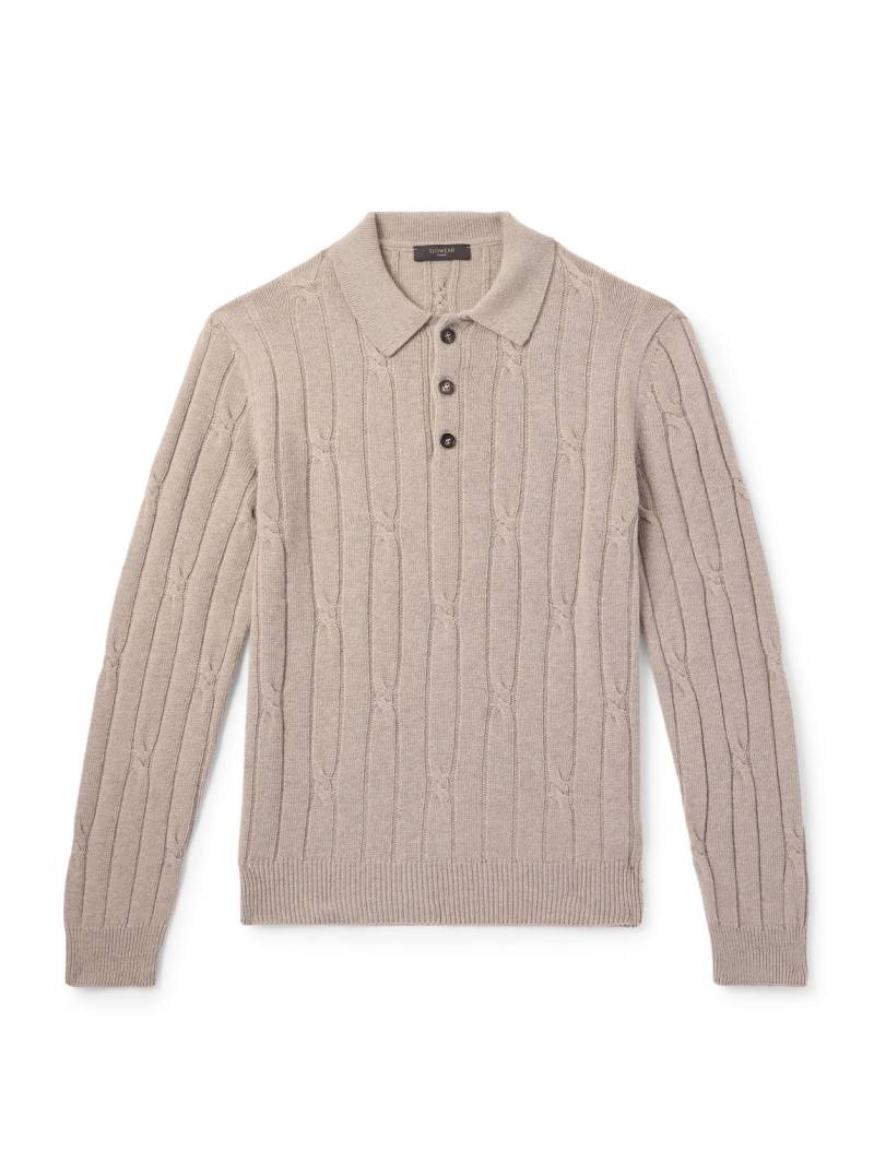 Incotex - Zanone Cable-Knit Wool and Cashmere-Blend Polo Shirt - Men - Neutrals - IT 44 Incotex - Zanone Cable-Knit Wool and Cashmere-Blend Polo Shirt - Men - Neutrals - IT 44 von Incotex