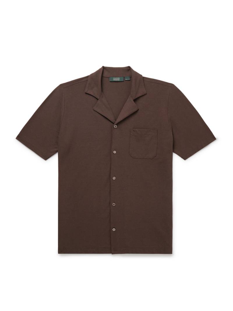 Incotex - Zanone Camp-Collar Cotton-Jersey Shirt - Men - Brown - IT 50 von Incotex