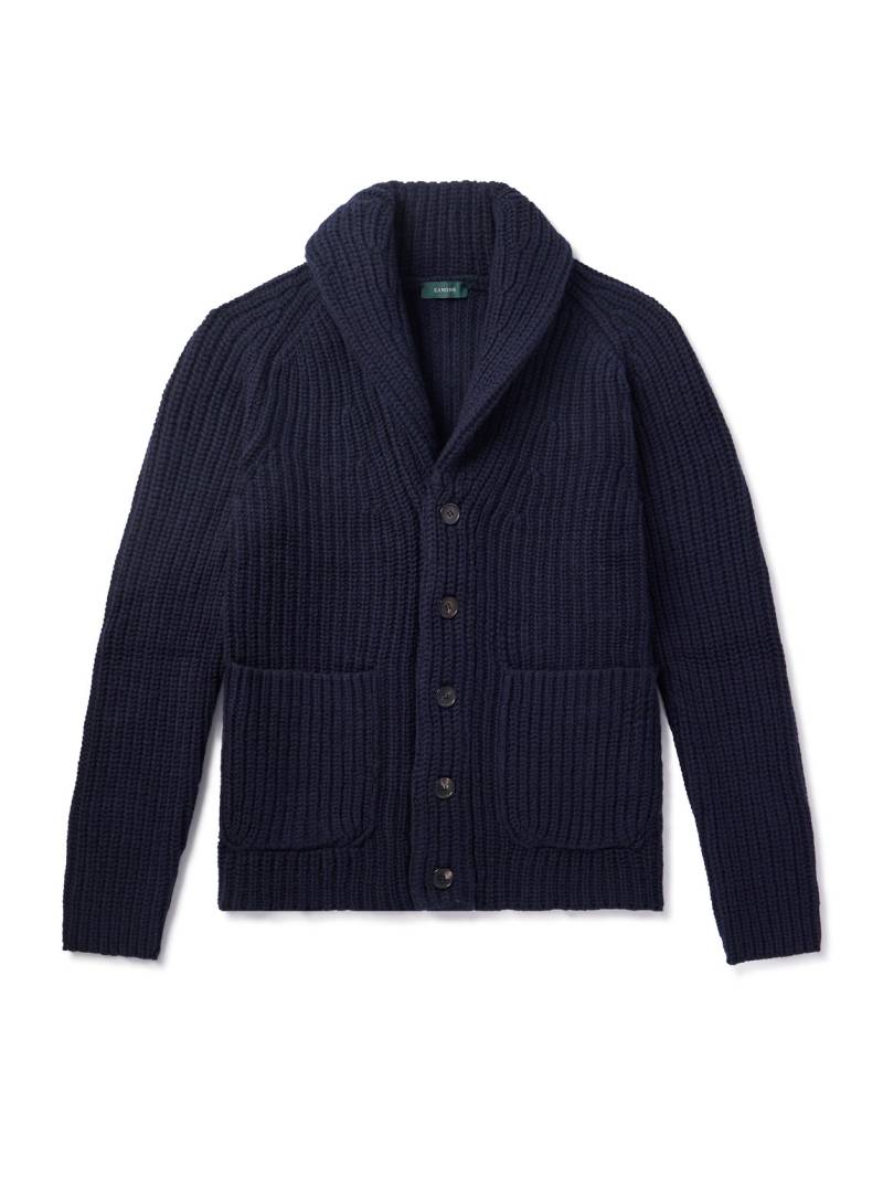 Incotex - Zanone Shawl-Collar Ribbed Wool Cardigan - Men - Blue - IT 46 von Incotex