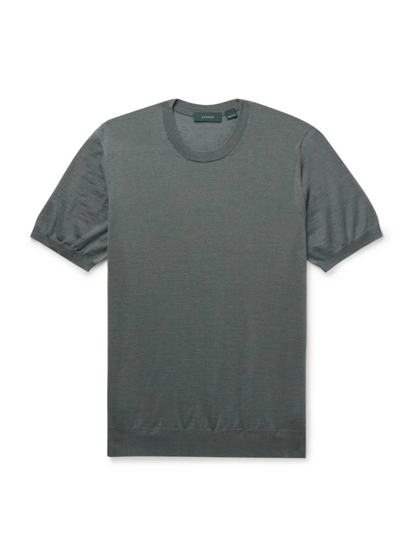 Incotex - Zanone Slim-Fit Cashmere and Silk-Blend T-Shirt - Men - Blue - IT 52 von Incotex