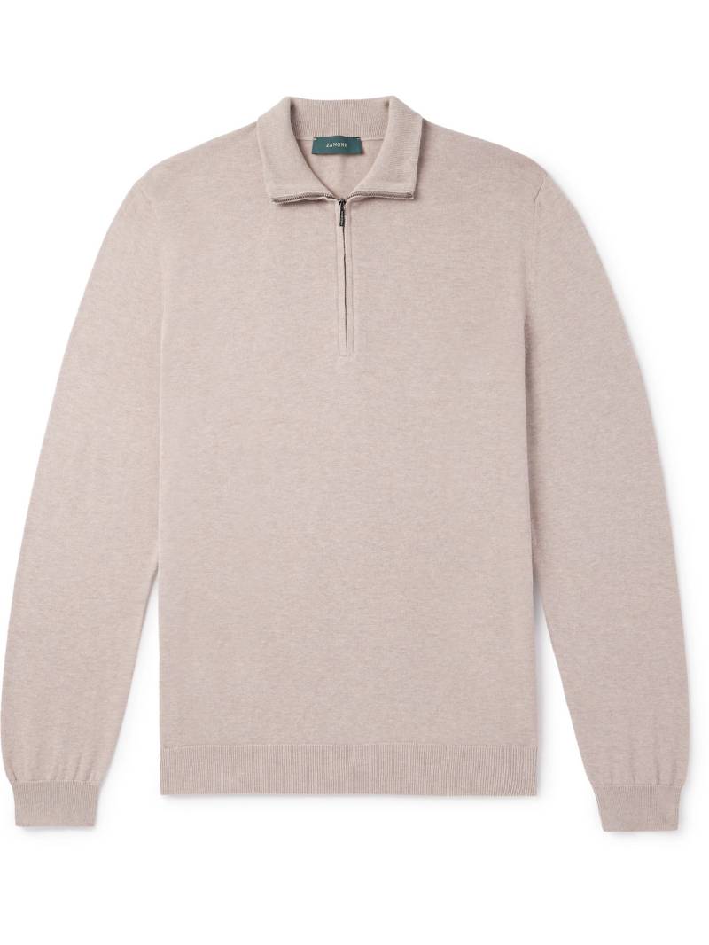 Incotex - Zanone Slim-Fit Cotton Zip-Up Sweater - Men - Neutrals - IT 48 von Incotex