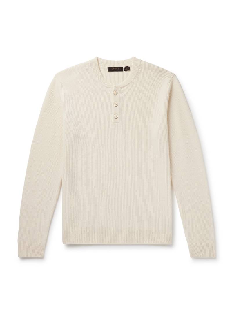 Incotex - Zanone Slim-Fit Ribbed Virgin Wool Henley T-Shirt - Men - White - IT 48 von Incotex