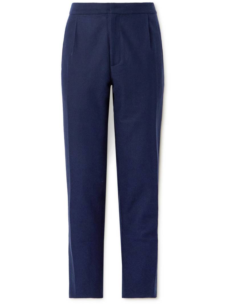 Incotex - Zanone Slim-Fit Straight-Leg Pleated Cotton Trousers - Men - Blue - IT 52 von Incotex