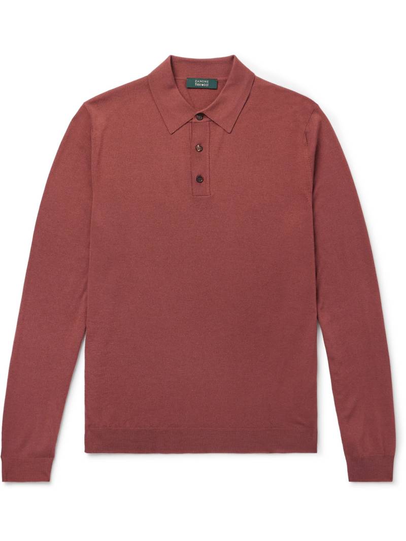 Incotex - Zanone Wool-Blend Polo Shirt - Men - Red - IT 54 von Incotex