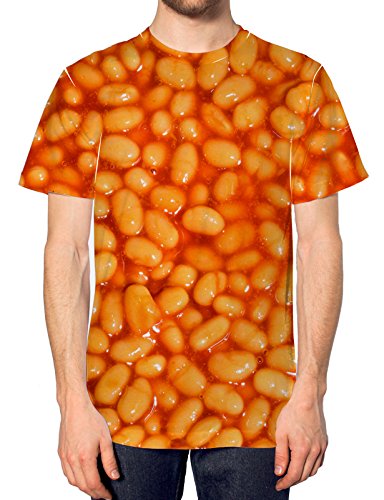 Baked Beans All Over Print T Shirt Top Herren BREAKFAST Marke New Frauen INCT Gr. X-Large, weiß von Inct
