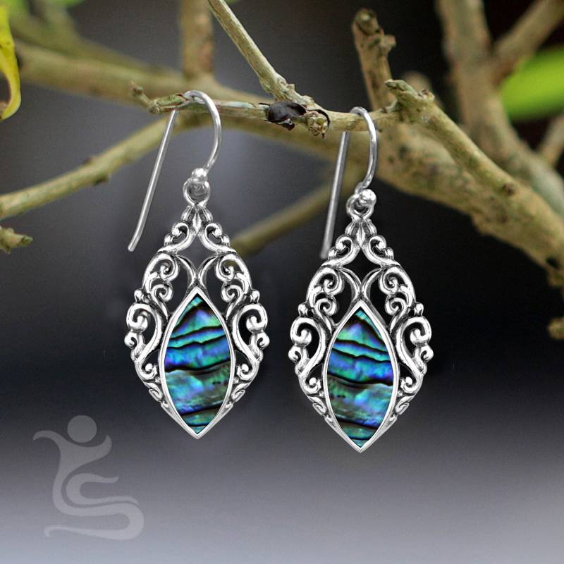Silber Pfau Ohrringe Mit Abalone Code Ier021 von IndahLunaBali