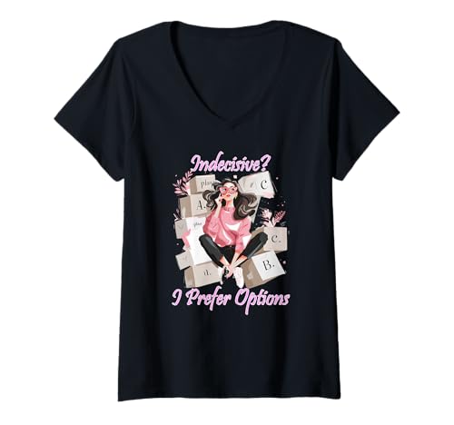 Damen Indecisive I Prefer Options T-Shirt mit V-Ausschnitt Damen Indecisive I Prefer Options T-Shirt mit V-Ausschnitt von Indecisive Options Prefer Hand Libra Zodiac