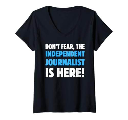 Damen Keine Angst, der unabhängige Journalist ist da T-Shirt mit V-Ausschnitt Damen Keine Angst, der unabhängige Journalist ist da T-Shirt mit V-Ausschnitt von Independent Journalism Apparel