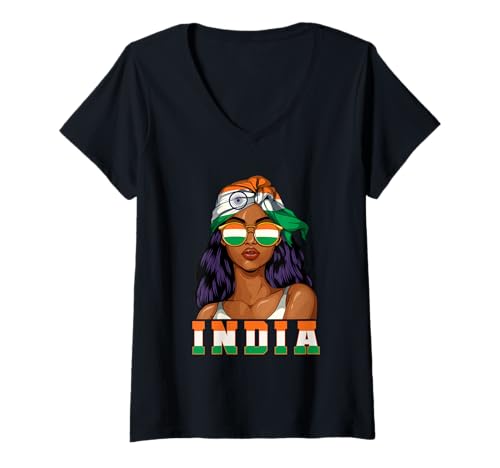 Damen Indien Inder Frau T-Shirt mit V-Ausschnitt Damen Indien Inder Frau T-Shirt mit V-Ausschnitt von Inder Indien Geschenk