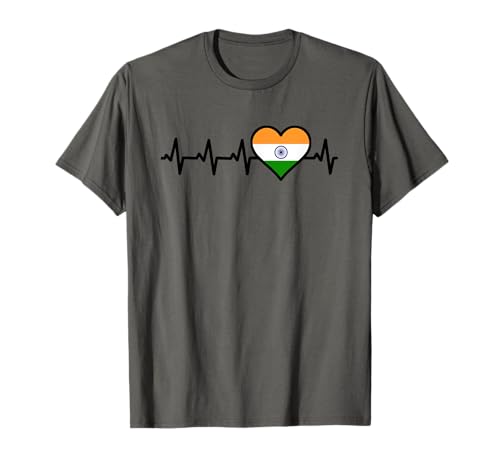 Indien Herzschlag T-Shirt Inderin Damen Inder Herren Shirt T-Shirt Indien Herzschlag T-Shirt Inderin Damen Inder Herren Shirt T-Shirt von Inder und Inderin Tshirt Geschenk