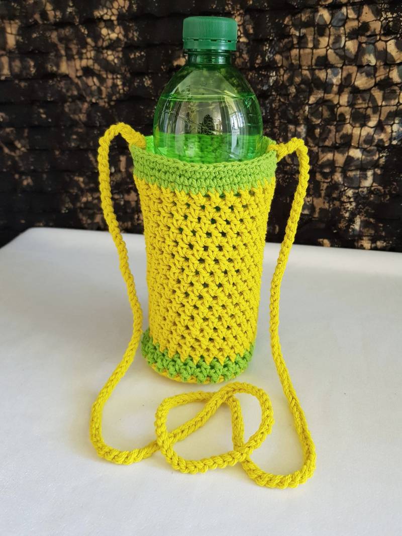 Flaschenhalter Flaschentasche Getränkehalter Gehäkelte Hippie Umhängetasche Crochet, Boho Im Style von IndiaTownShop