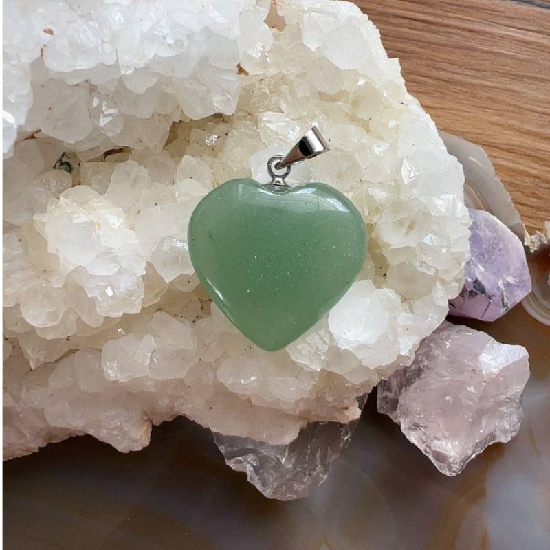 Grüner Aventurin Herz Anhänger | Edelstein Kettenanhänger Halbedelstein Kette Mit Öse von IndiaTownShop