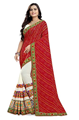 Indian Hawker Damen Paisley Georgette Fashion Style Woven Saree with Unstitched Bluse Piece, Mehrfarbig 2, Large von Indian Hawker