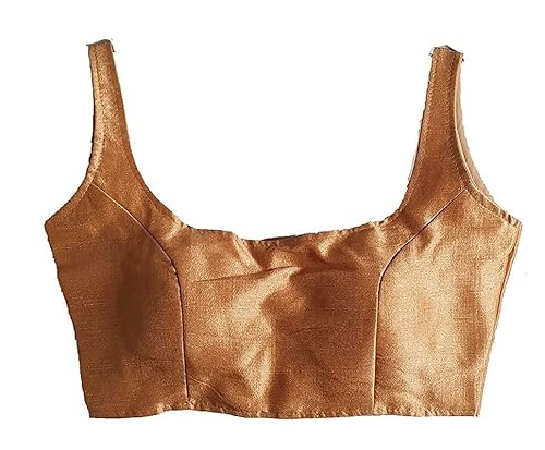 Indian Hawker Phentam Silk Solid Design Deep Neck Sleeveless Readymade Blouse for Saree and Lehenga Choli for Women (Gold 42) von Indian Hawker
