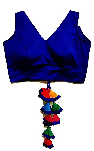 Indian Hawker Women's Party Wear Bollywood Evergreen Phantom Silk Readymade Bhartiye Style Sleevesless Blouse (Royal_Blue 32) von Indian Hawker