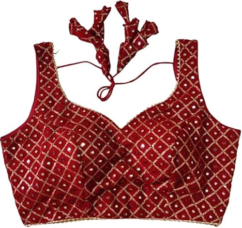 Indian Hawker Women's Party Wear Bollywood Pure Georgette Readymade Style Saree Blouse Crop Top Choli (Maroon 34) von Indian Hawker