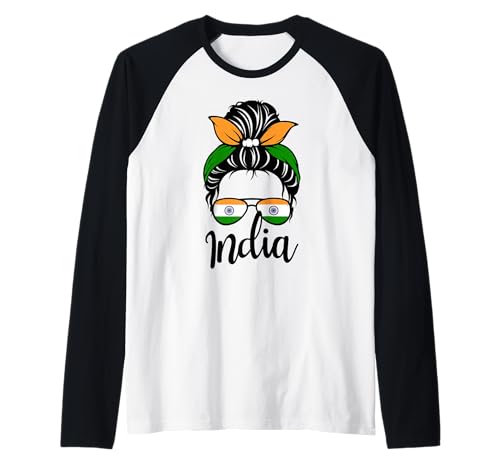 Patriotisches Indien, niedliches unordentliches Dutt, indische Flagge, Mädchen, Kinder, Mutter Raglan Patriotisches Indien, niedliches unordentliches Dutt, indische Flagge, Mädchen, Kinder, Mutter Raglan von Indian India Flag Designs