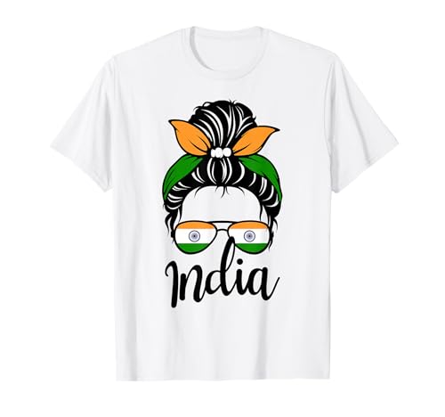 Patriotisches Indien, niedliches unordentliches Dutt, indische Flagge, Mädchen, Kinder, Mutter T-Shirt Patriotisches Indien, niedliches unordentliches Dutt, indische Flagge, Mädchen, Kinder, Mutter T-Shirt von Indian India Flag Designs