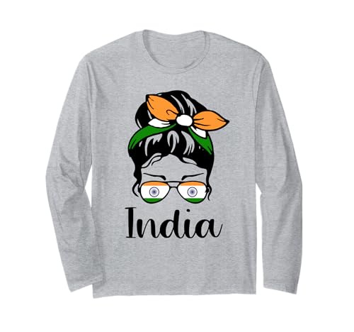 Patriotisches Indien, niedliches unordentliches Dutt, indische Flagge, Mädchen, Kinder Langarmshirt Patriotisches Indien, niedliches unordentliches Dutt, indische Flagge, Mädchen, Kinder Langarmshirt von Indian India Flag Designs