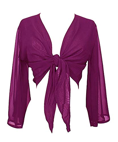 Indian Trendy Damen Chiffon Flair Wrap Tie Top Choli Bluse Bauchtanz Bolero Shrugs Cardigan - Violett - Einheitsgröße von Indian Trendy