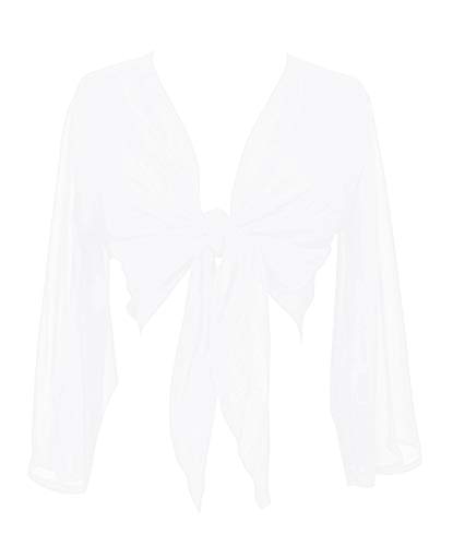 Indian Trendy Damen Chiffon Flair Wrap Tie Top Choli Bluse Bauchtanz Bolero Shrugs Cardigan - Weiß - Einheitsgröße von Indian Trendy