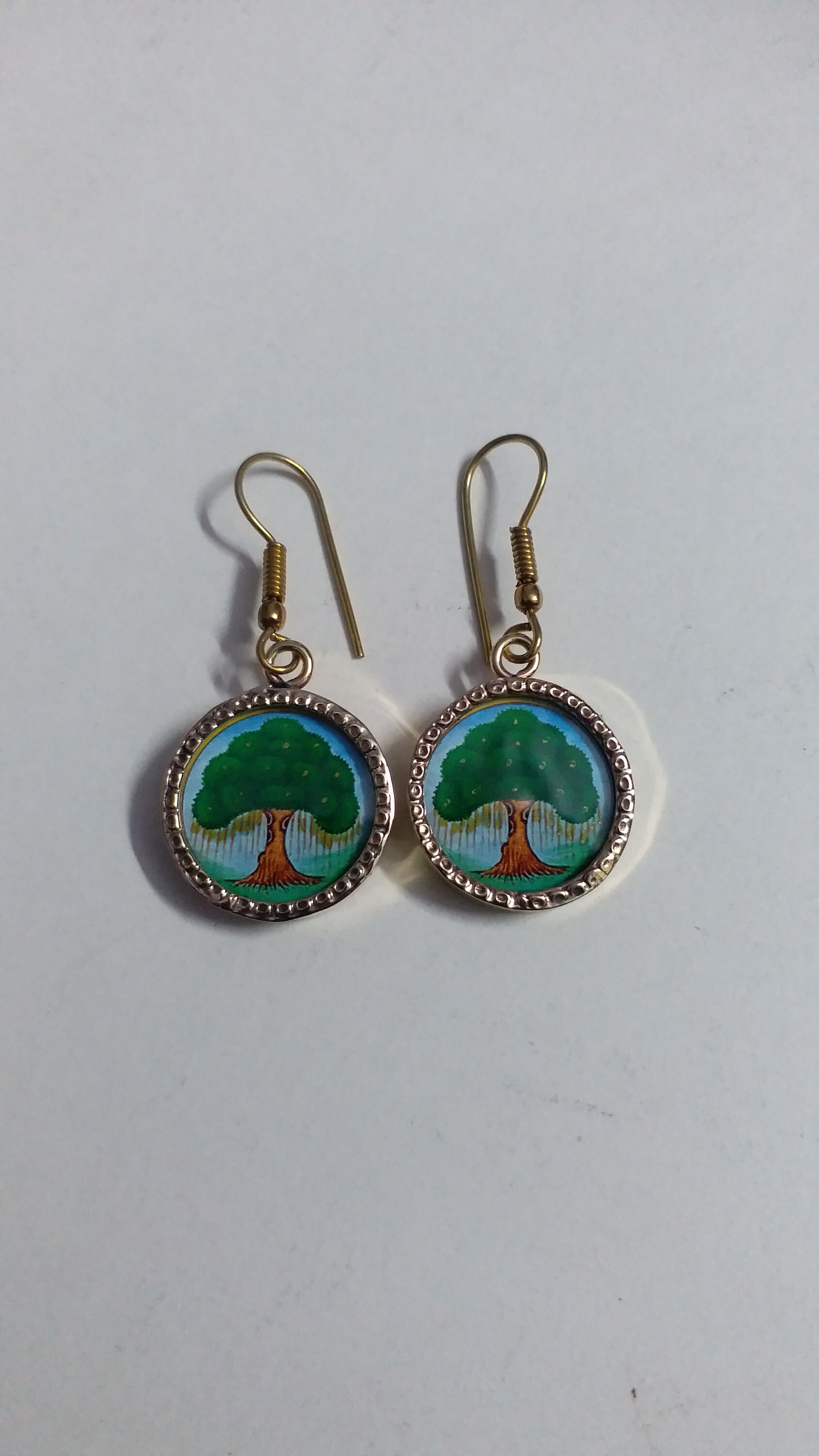 Handgemachte Gelbe Messing Baum Des Lebens Creolen von IndianArtJwellery