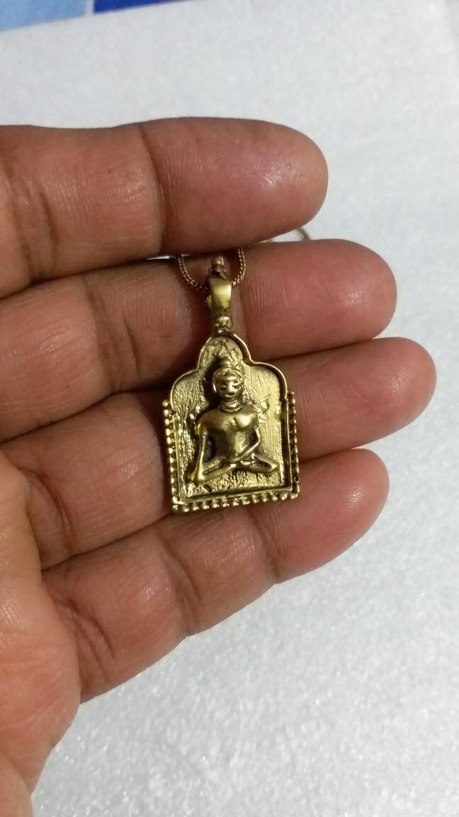 Handgemachte Messing Buddha Anhänger Halskette Yoga Meditation Schmuck von IndianArtJwellery