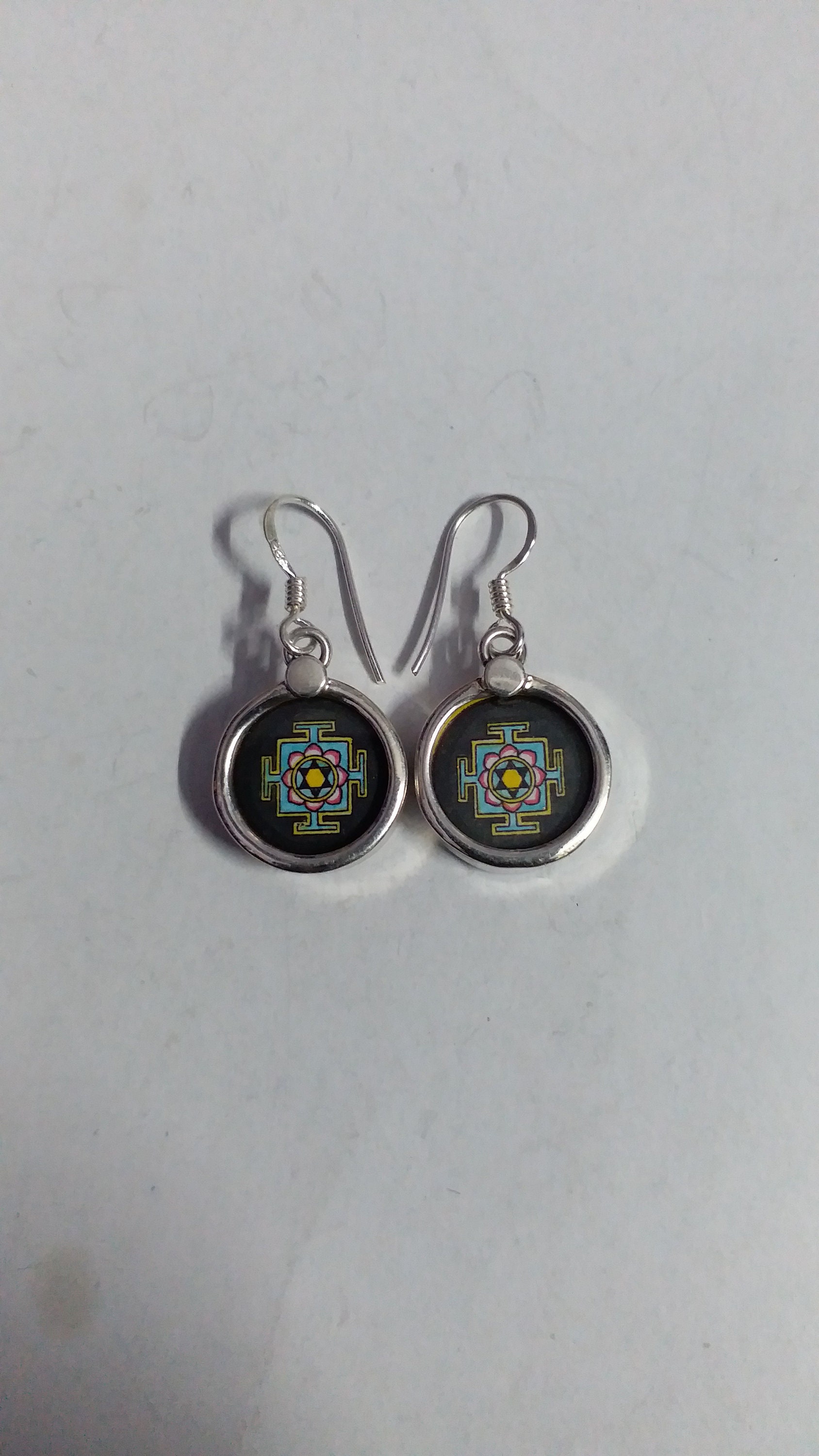 Handgemachte Sterling Silber Durga Yantra Ohrringe Hindu Göttin Schmuck von IndianArtJwellery