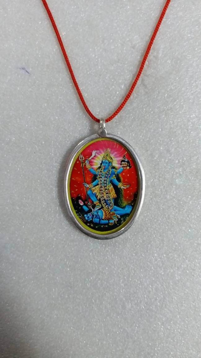 Handgemachte Sterling Silber Kali Mata Anhänger Halskette Hindu Göttin Schmuck von IndianArtJwellery