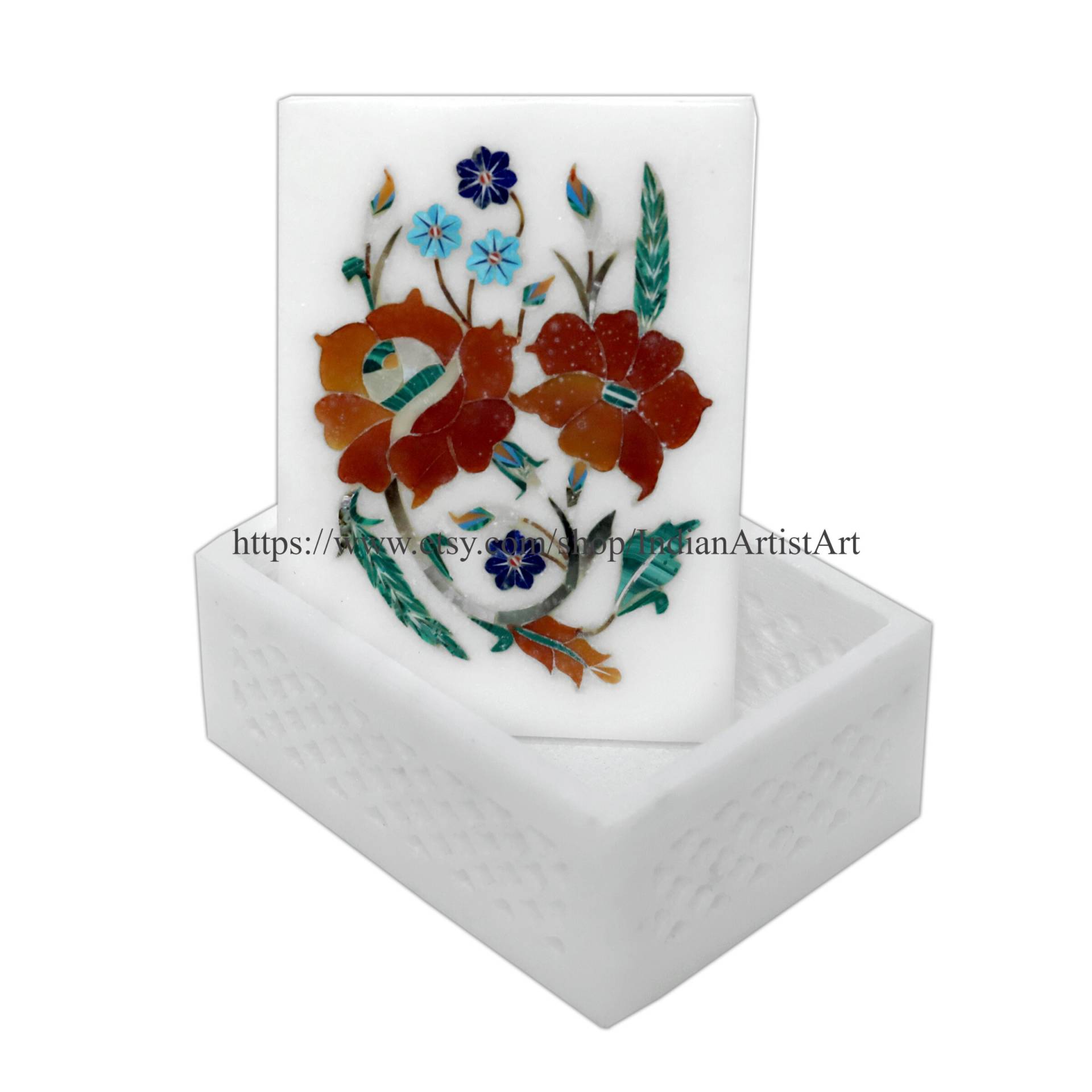 Schmuckkästchen Für Geschenke Mit Zwei Lotusblumen Design/Orange Karneol Schmuckbox Jeden Anlass Papa, Mutter Und Schwester von IndianArtistArt