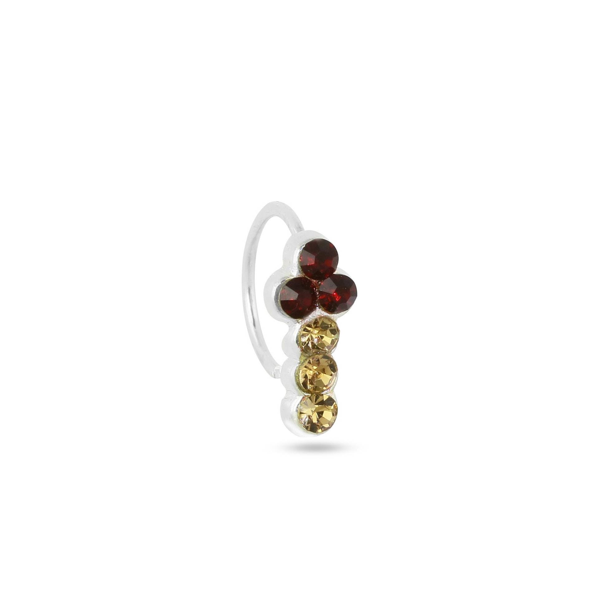 Silber Rot Diamant T-Nasenring Mit Gold Diamanten Silber Rot Diamant T-Nasenring Mit Gold Diamanten von IndianGoddesBoutique